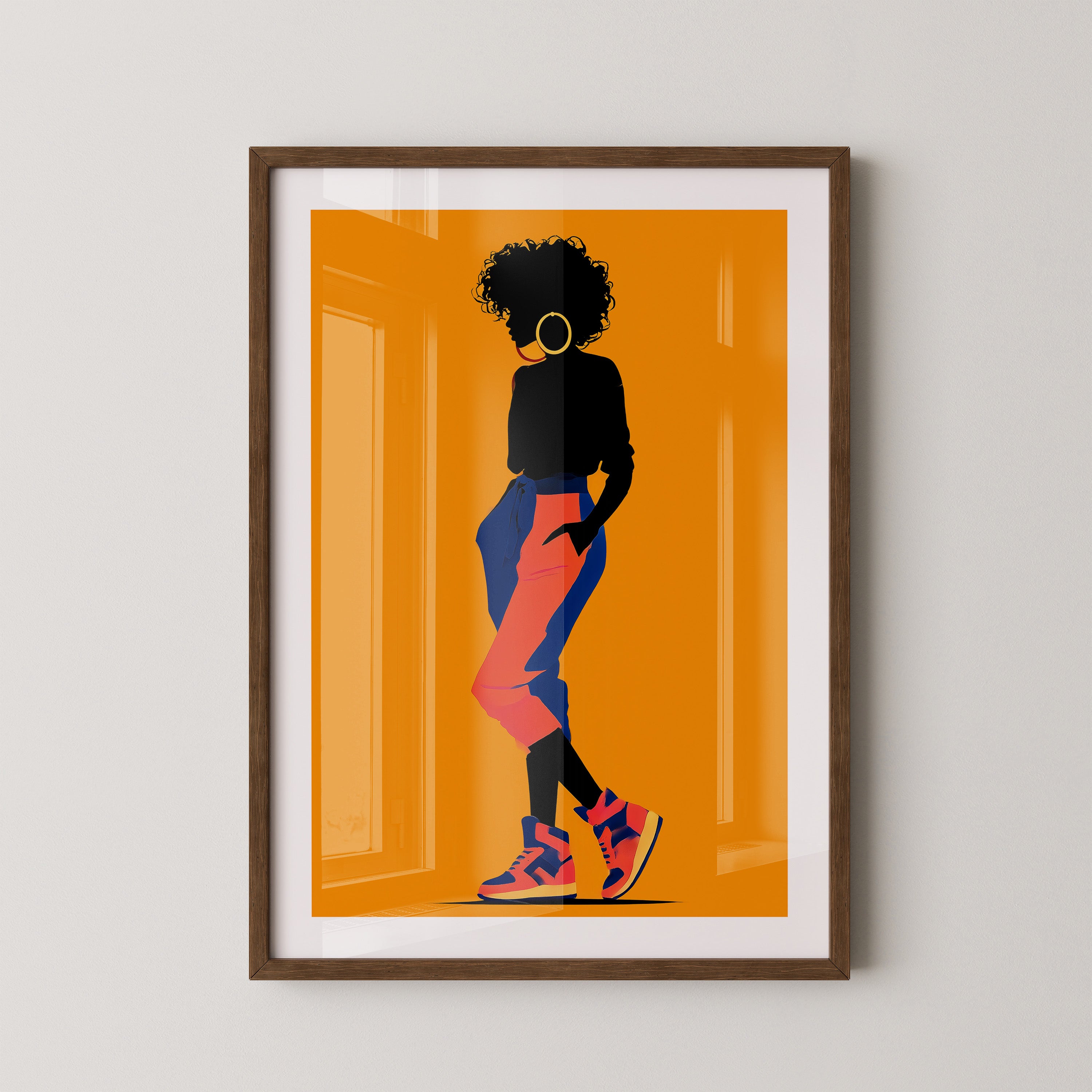 Silhouette Frau leuchtend orange