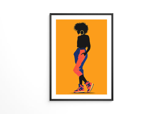 Silhouette Frau leuchtend orange