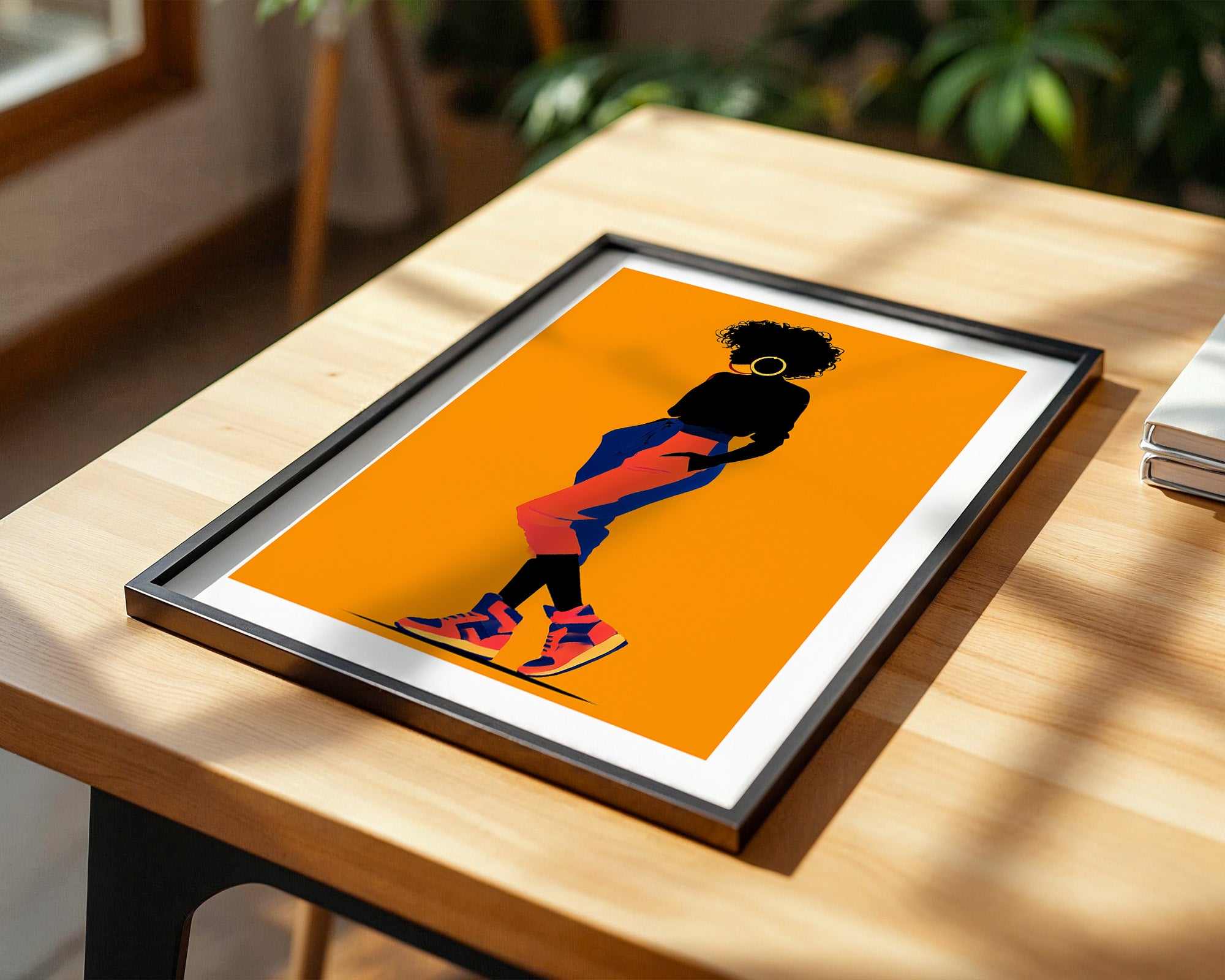 Silhouette Frau leuchtend orange