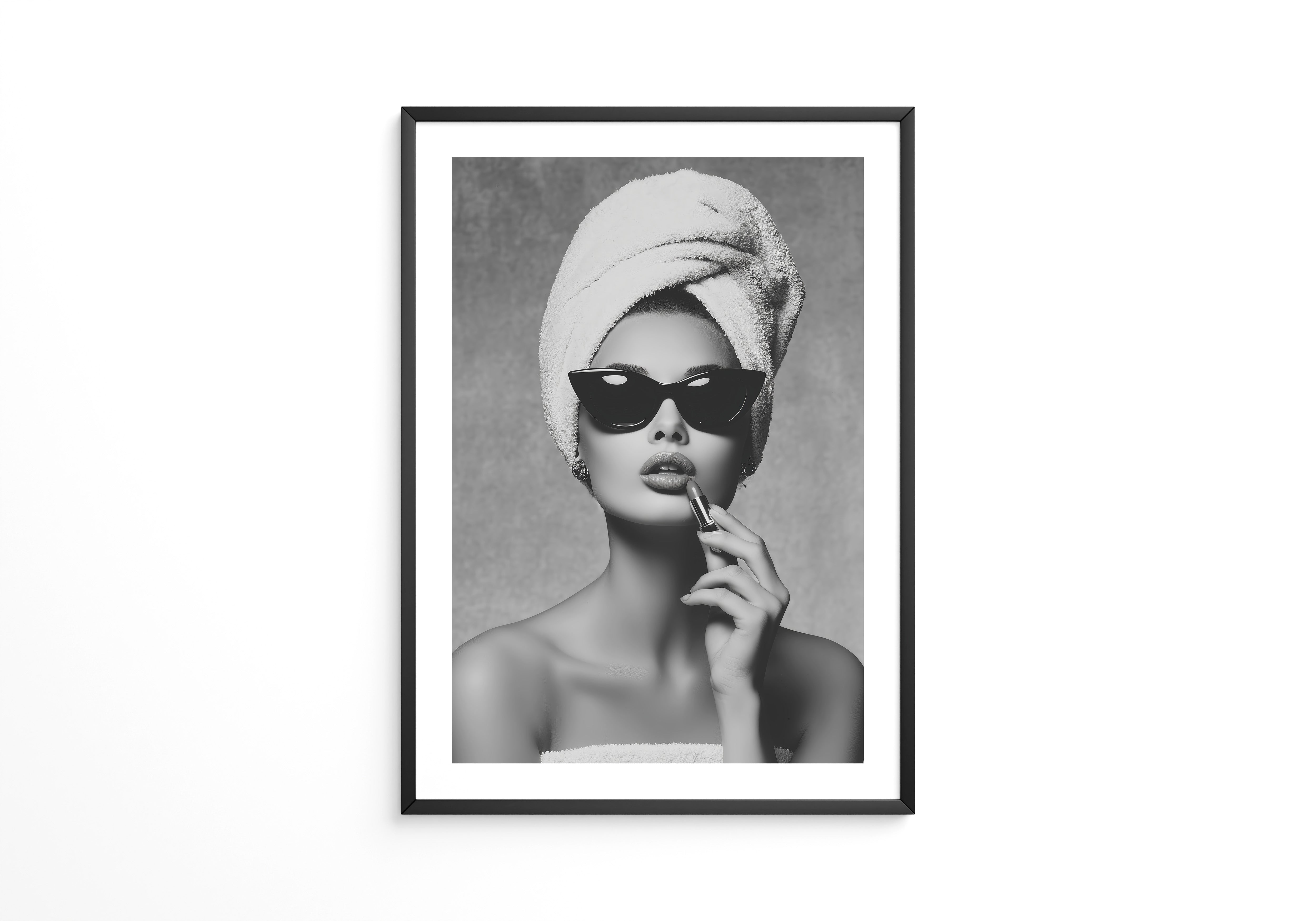 Elegante Frau Lippenstift S/W