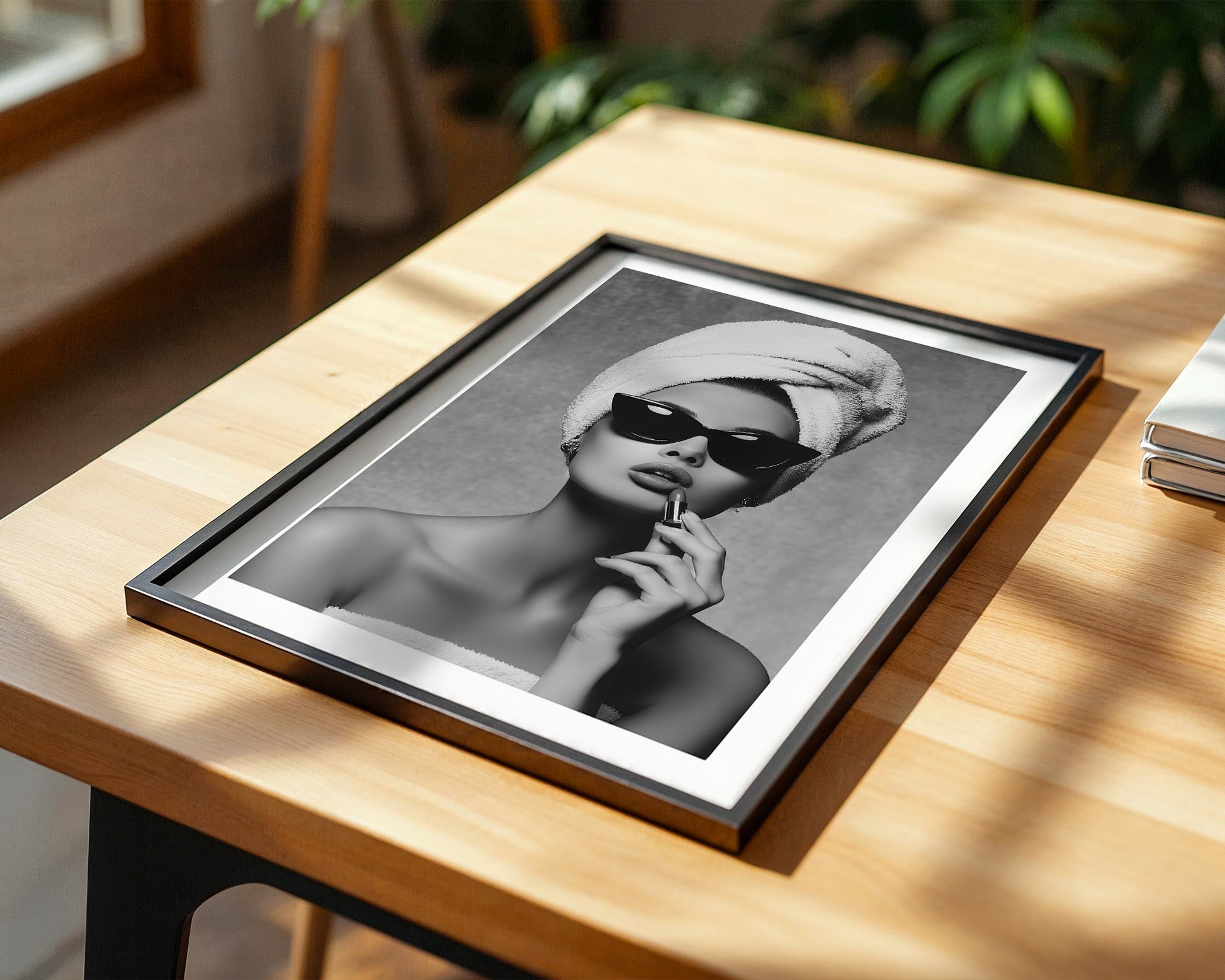 Elegante Frau Lippenstift S/W