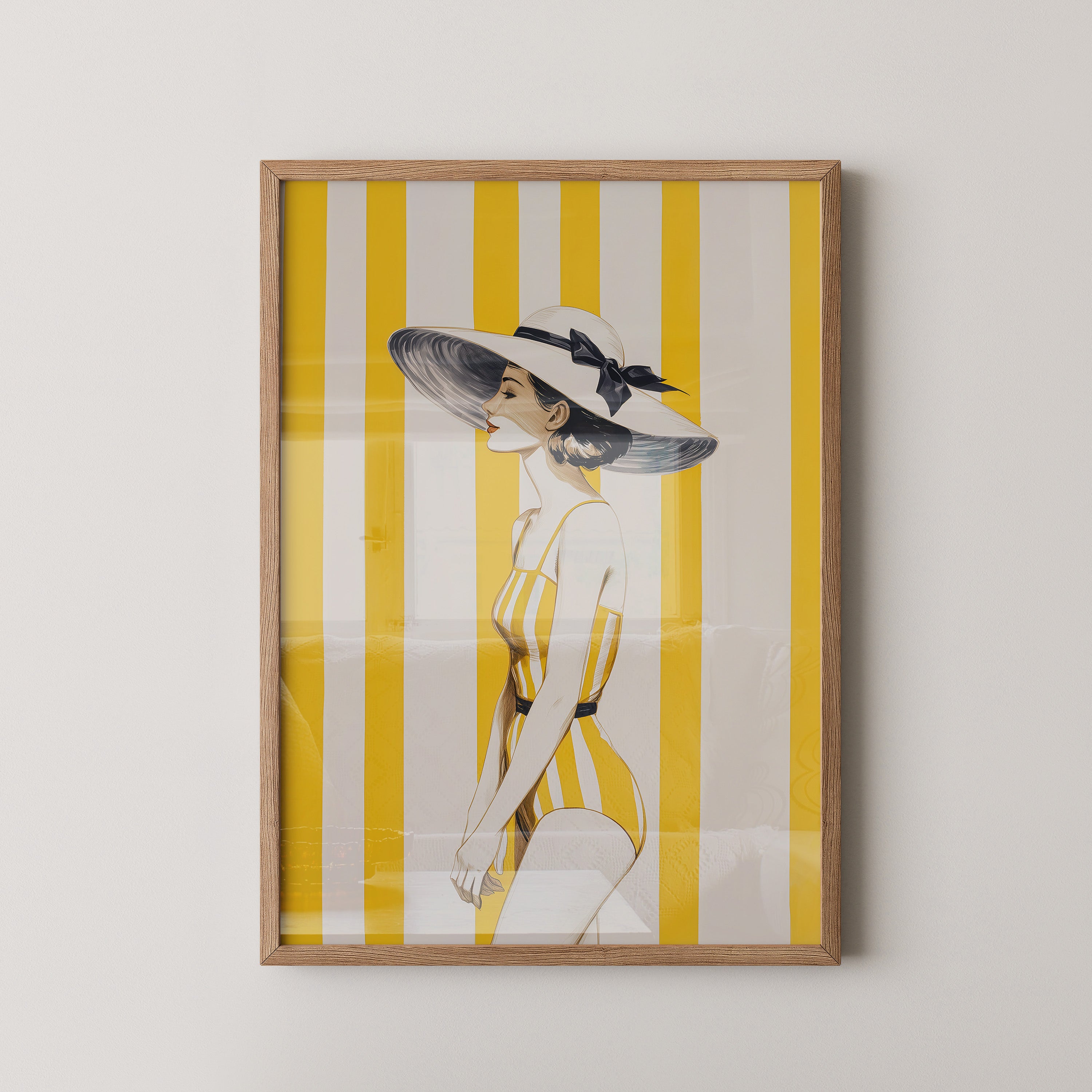Dame gelb gestreift Retro-Look