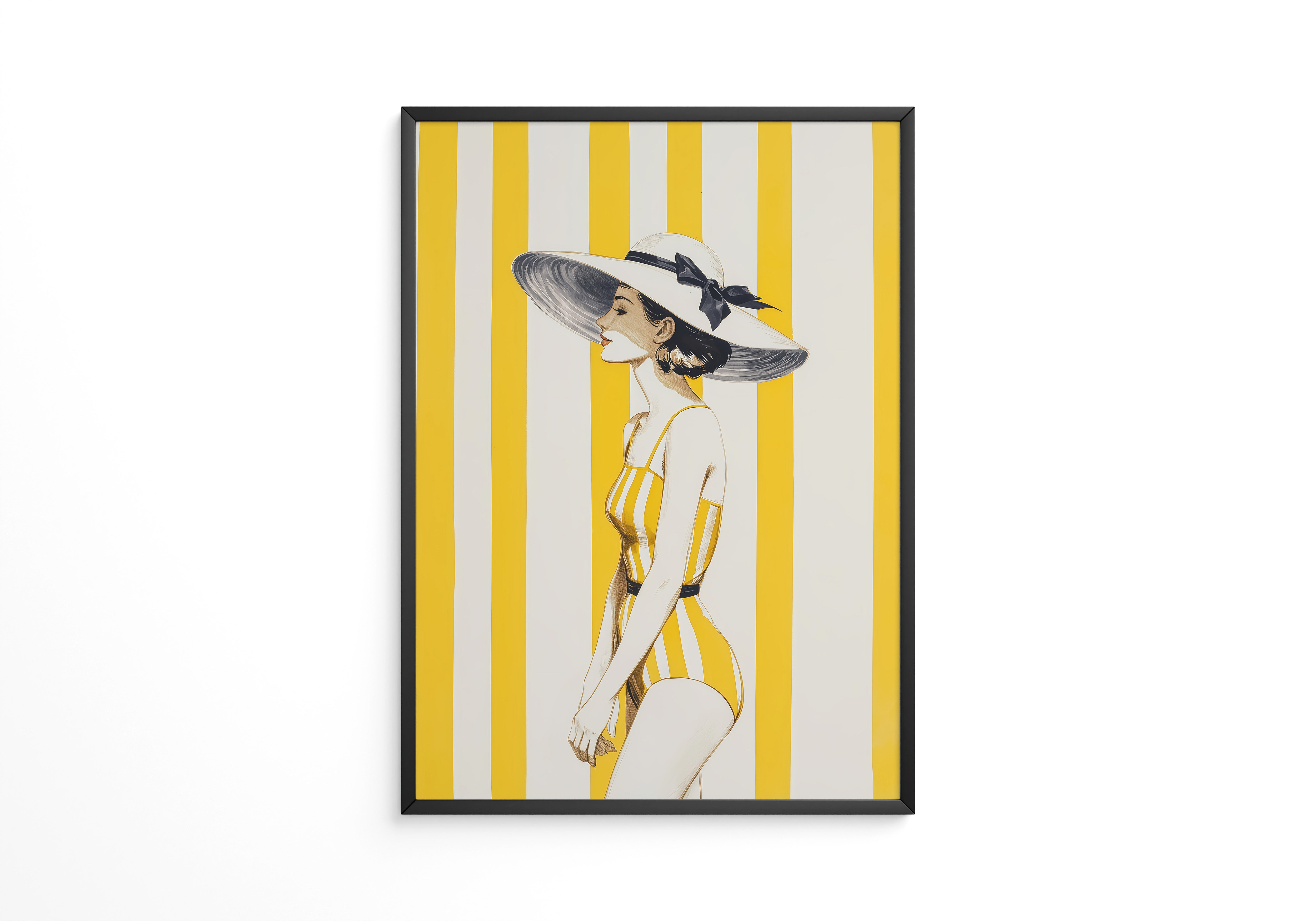 Dame gelb gestreift Retro-Look