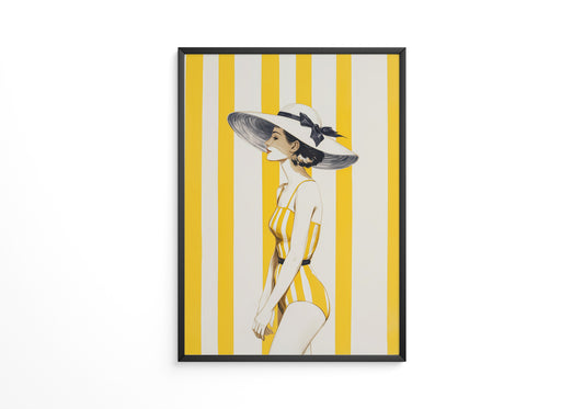 Dame gelb gestreift Retro-Look