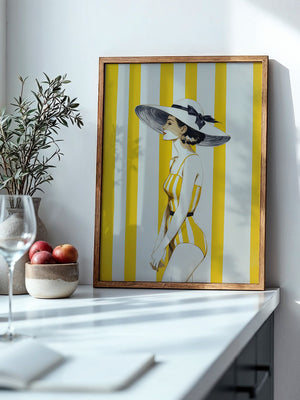 Dame gelb gestreift Retro-Look
