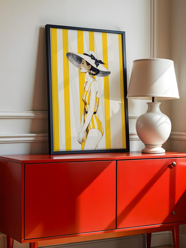 Dame gelb gestreift Retro-Look