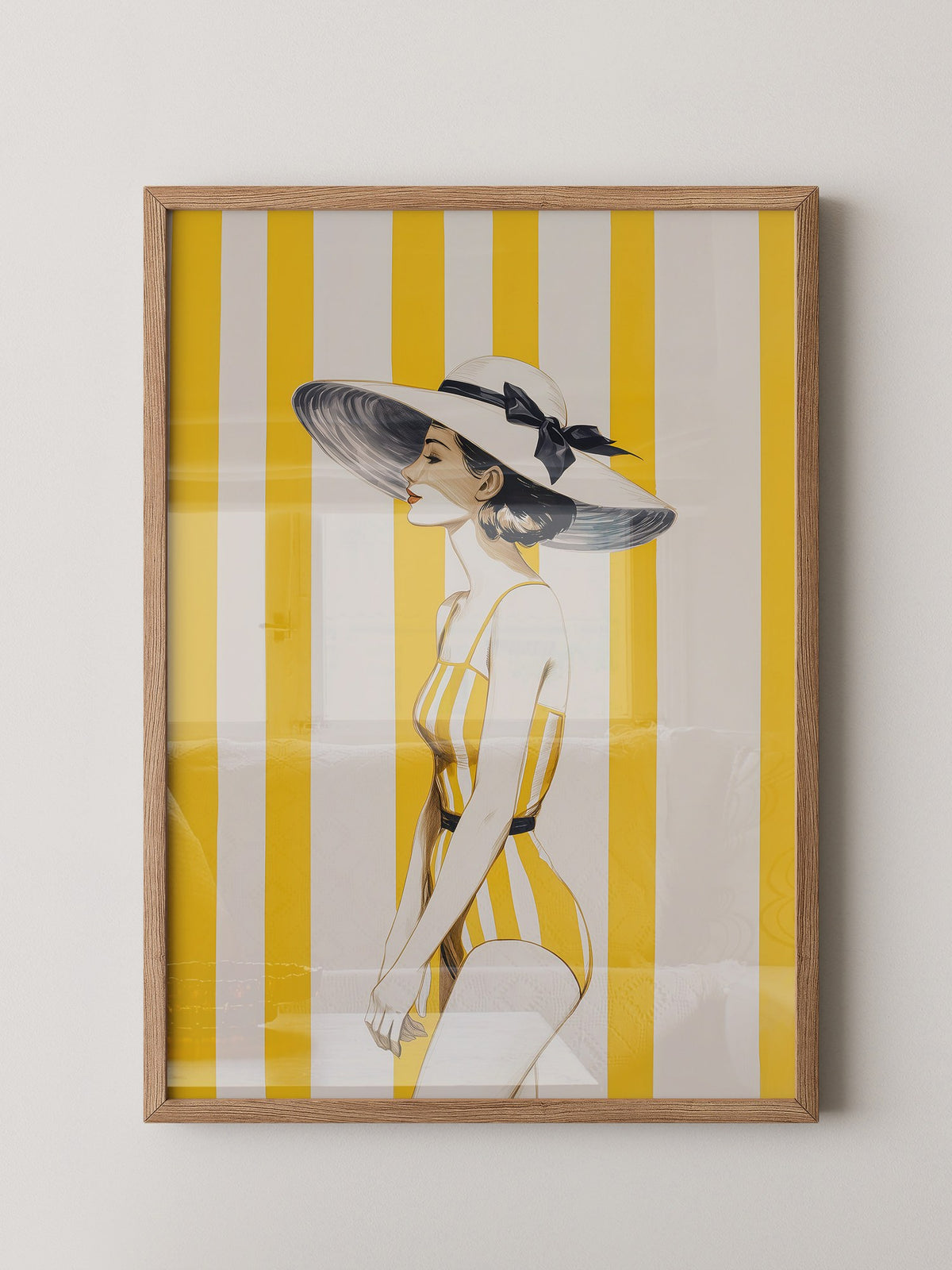 Dame gelb gestreift Retro-Look