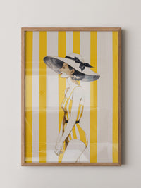 Dame gelb gestreift Retro-Look