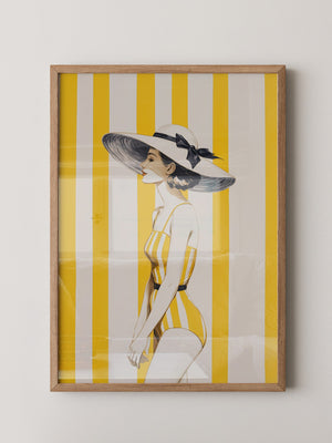 Dame gelb gestreift Retro-Look
