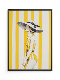 Dame gelb gestreift Retro-Look