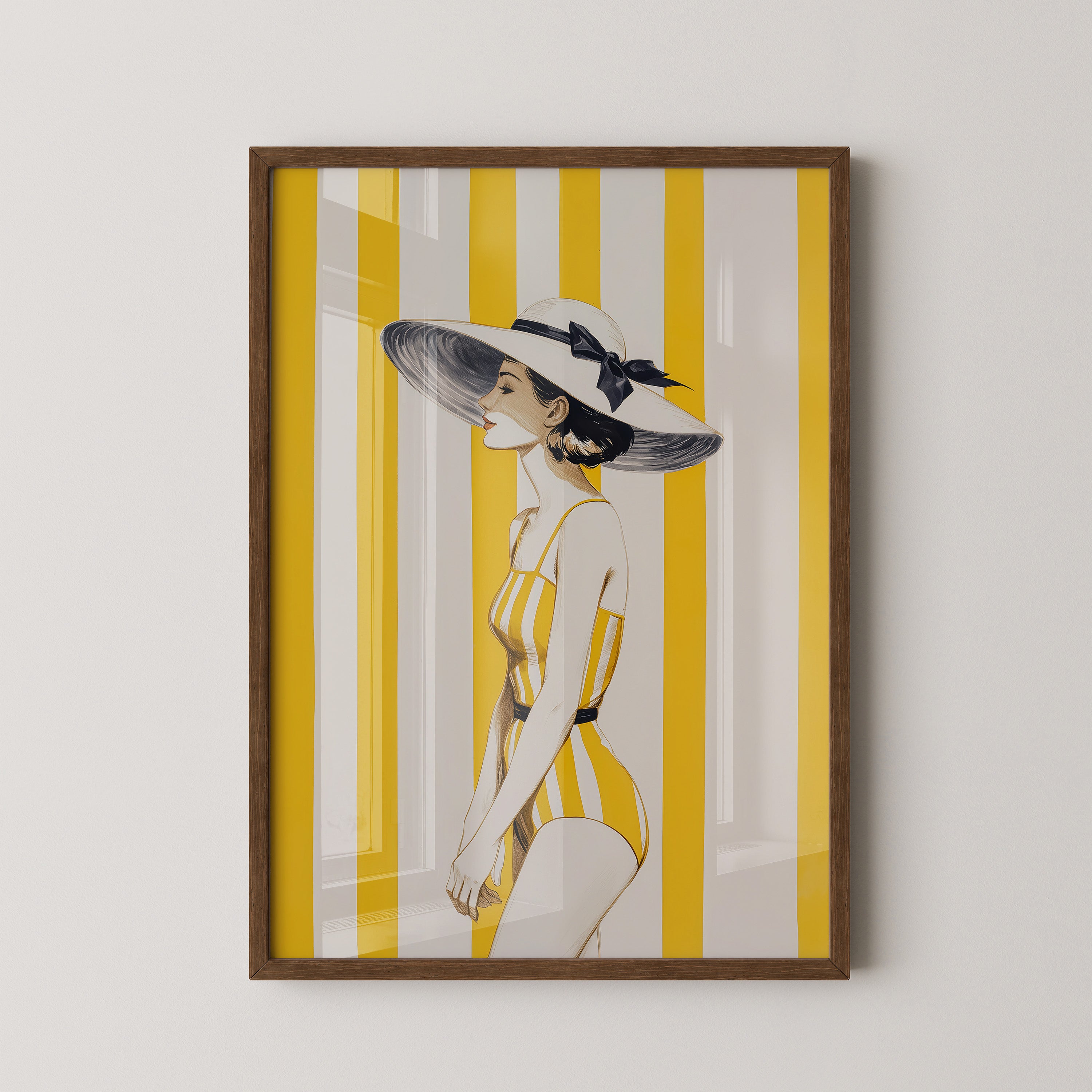 Dame gelb gestreift Retro-Look