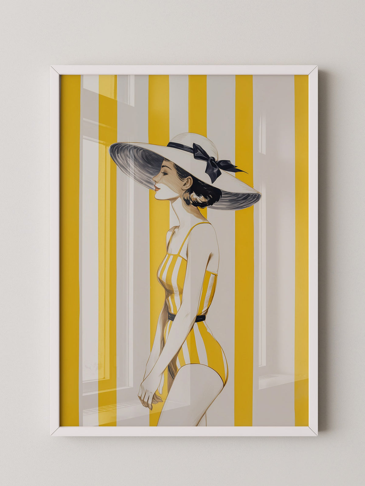 Dame gelb gestreift Retro-Look