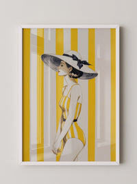 Dame gelb gestreift Retro-Look
