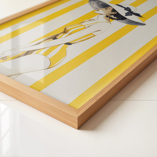 Dame gelb gestreift Retro-Look