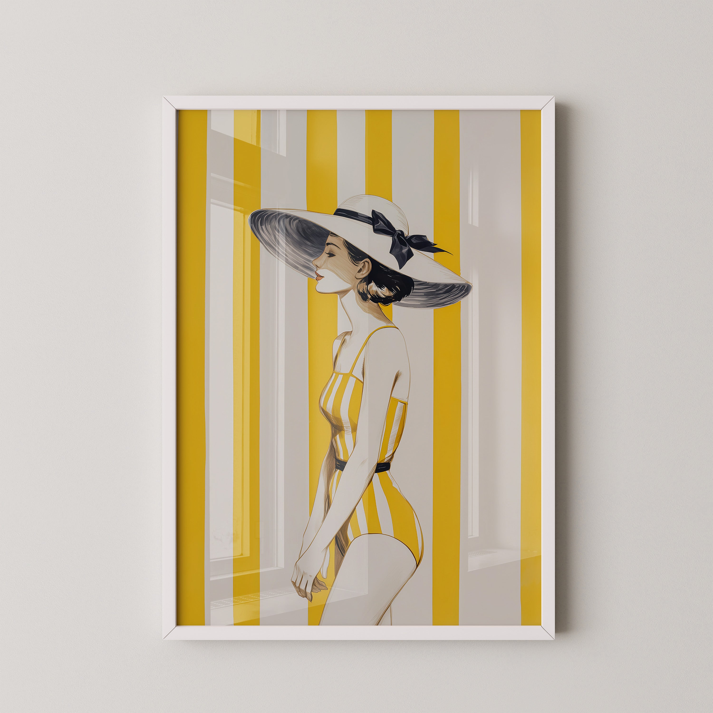 Dame gelb gestreift Retro-Look