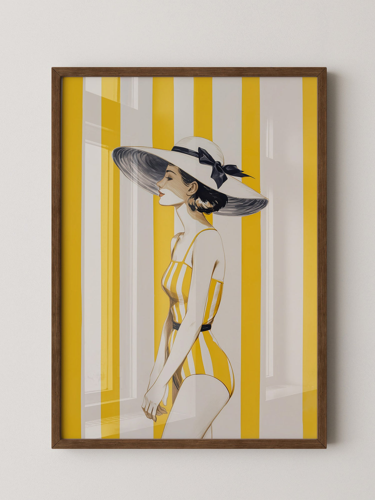 Dame gelb gestreift Retro-Look