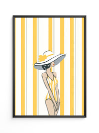 Streifen Frau Sommerhut Retro