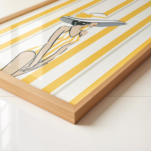 Streifen Frau Sommerhut Retro