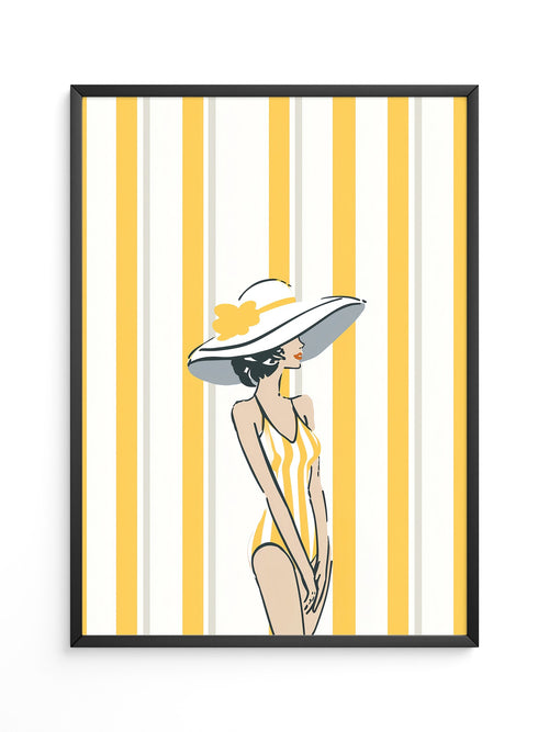 Streifen Frau Sommerhut Retro