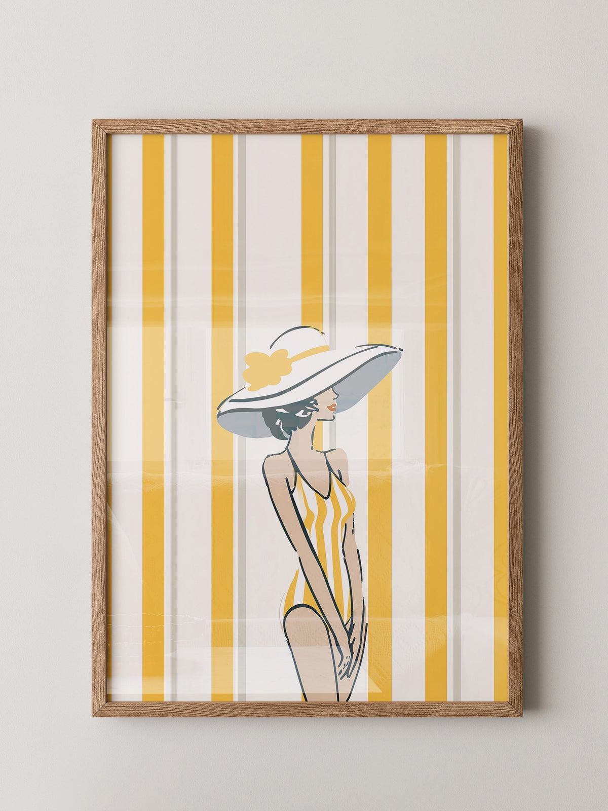 Streifen Frau Sommerhut Retro