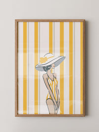Streifen Frau Sommerhut Retro