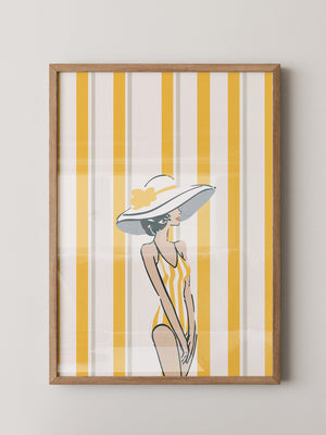 Streifen Frau Sommerhut Retro