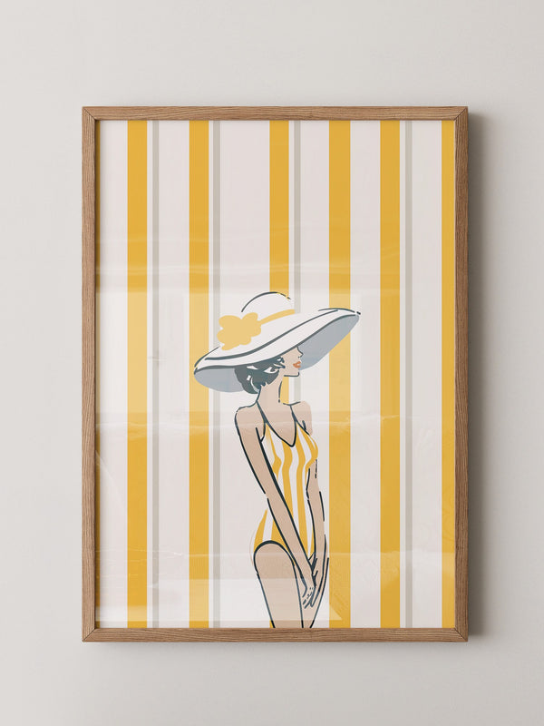 Streifen Frau Sommerhut Retro