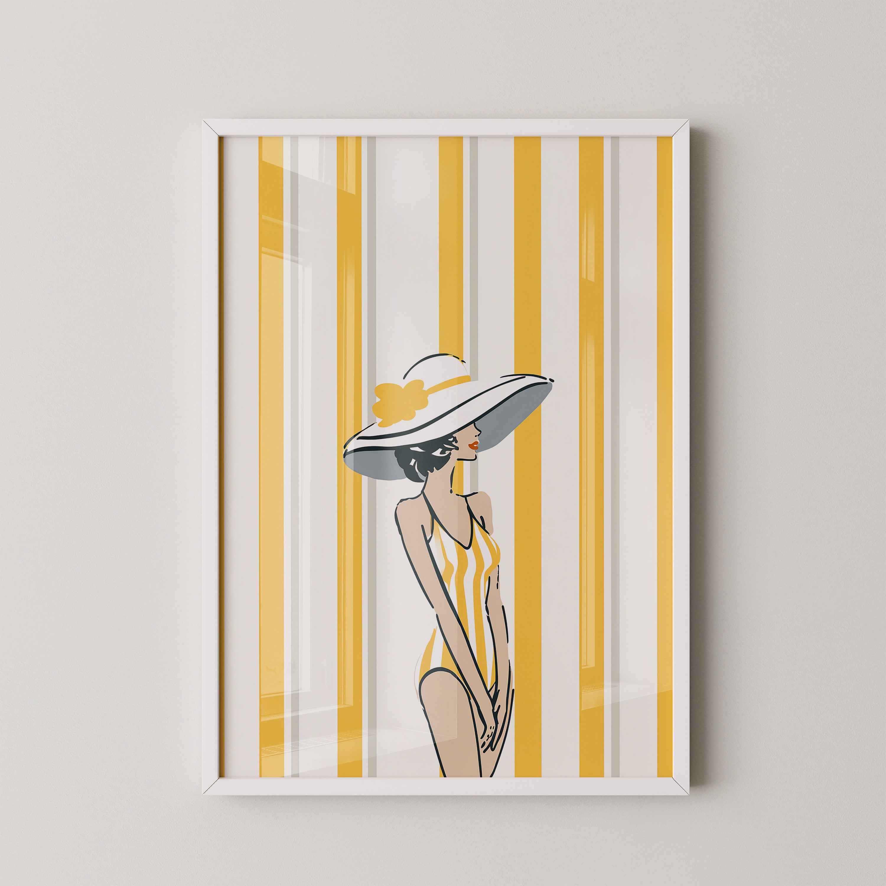 Streifen Frau Sommerhut Retro