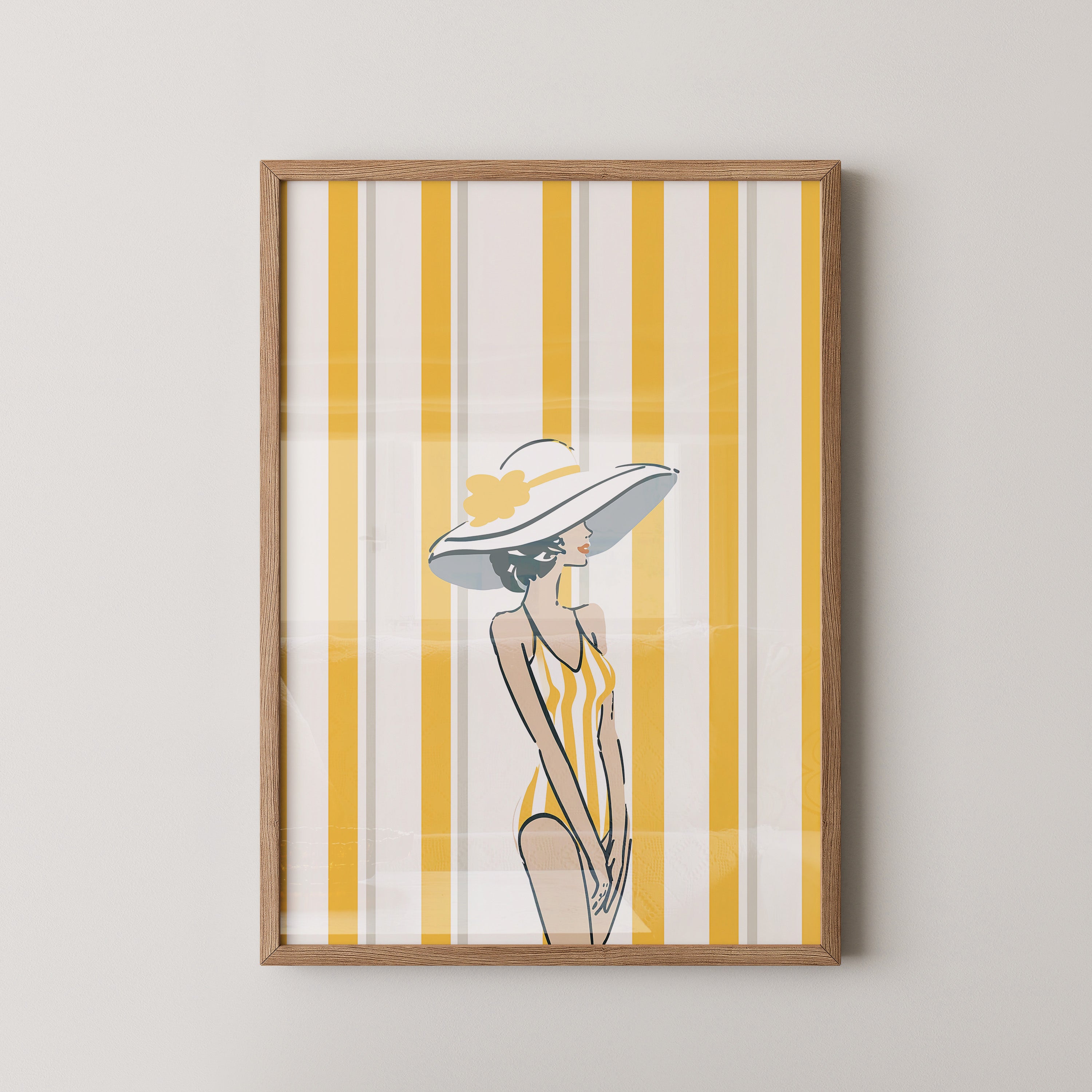 Streifen Frau Sommerhut Retro