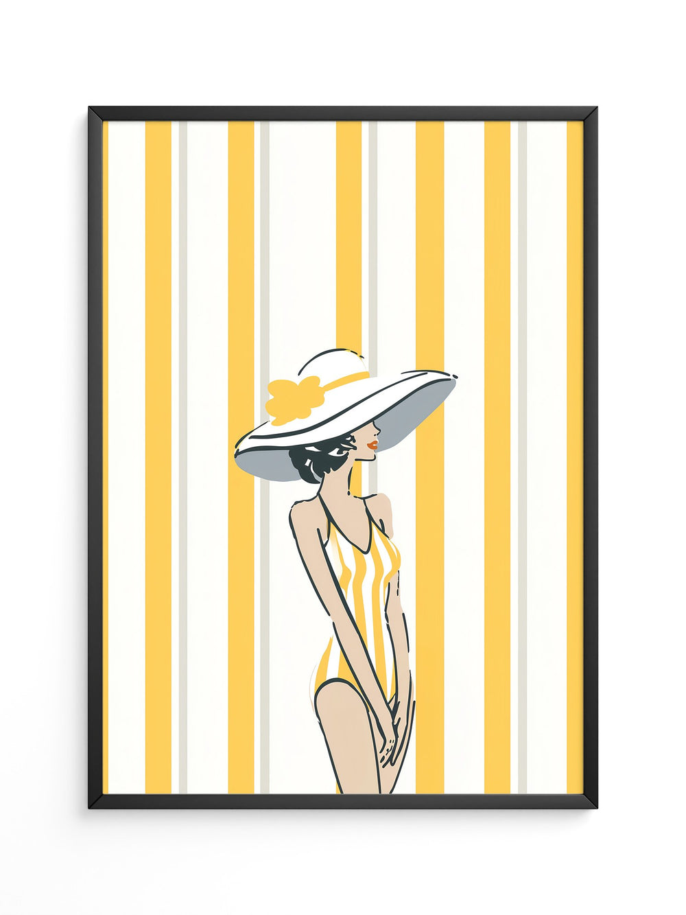 Streifen Frau Sommerhut Retro