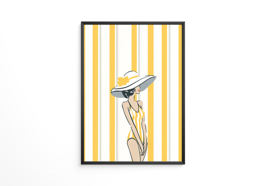 Streifen Frau Sommerhut Retro