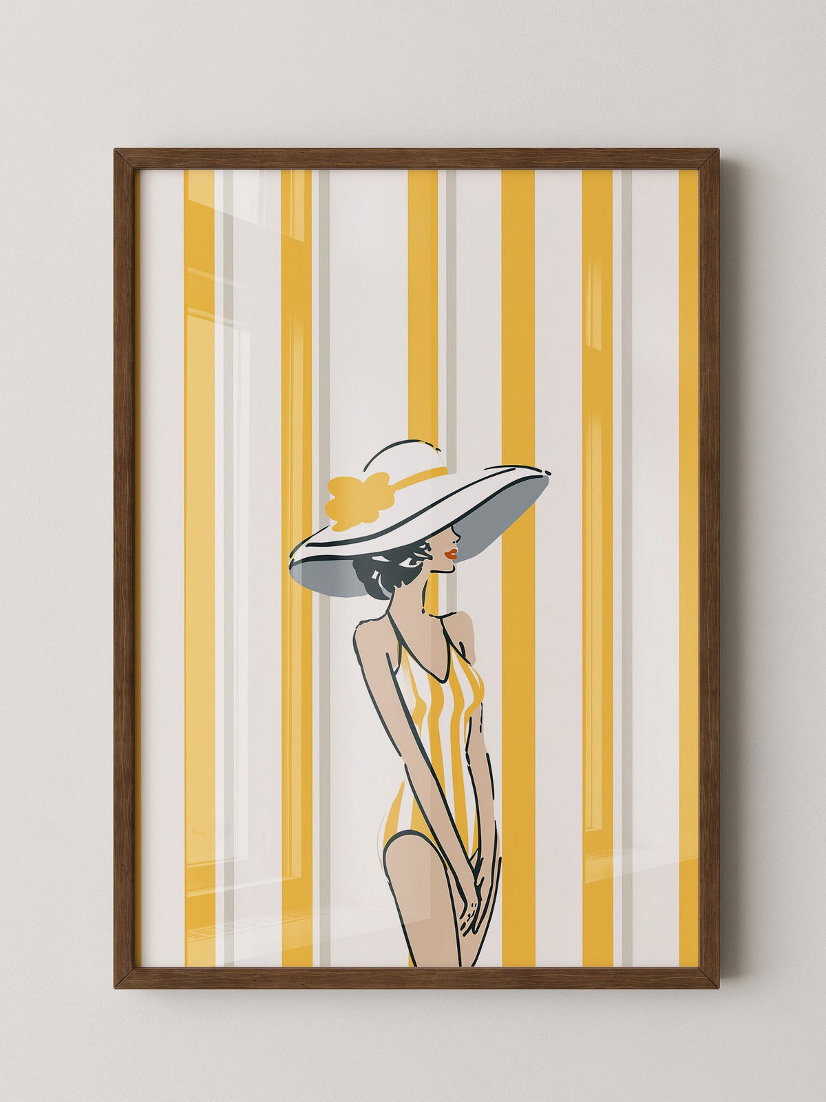 Streifen Frau Sommerhut Retro