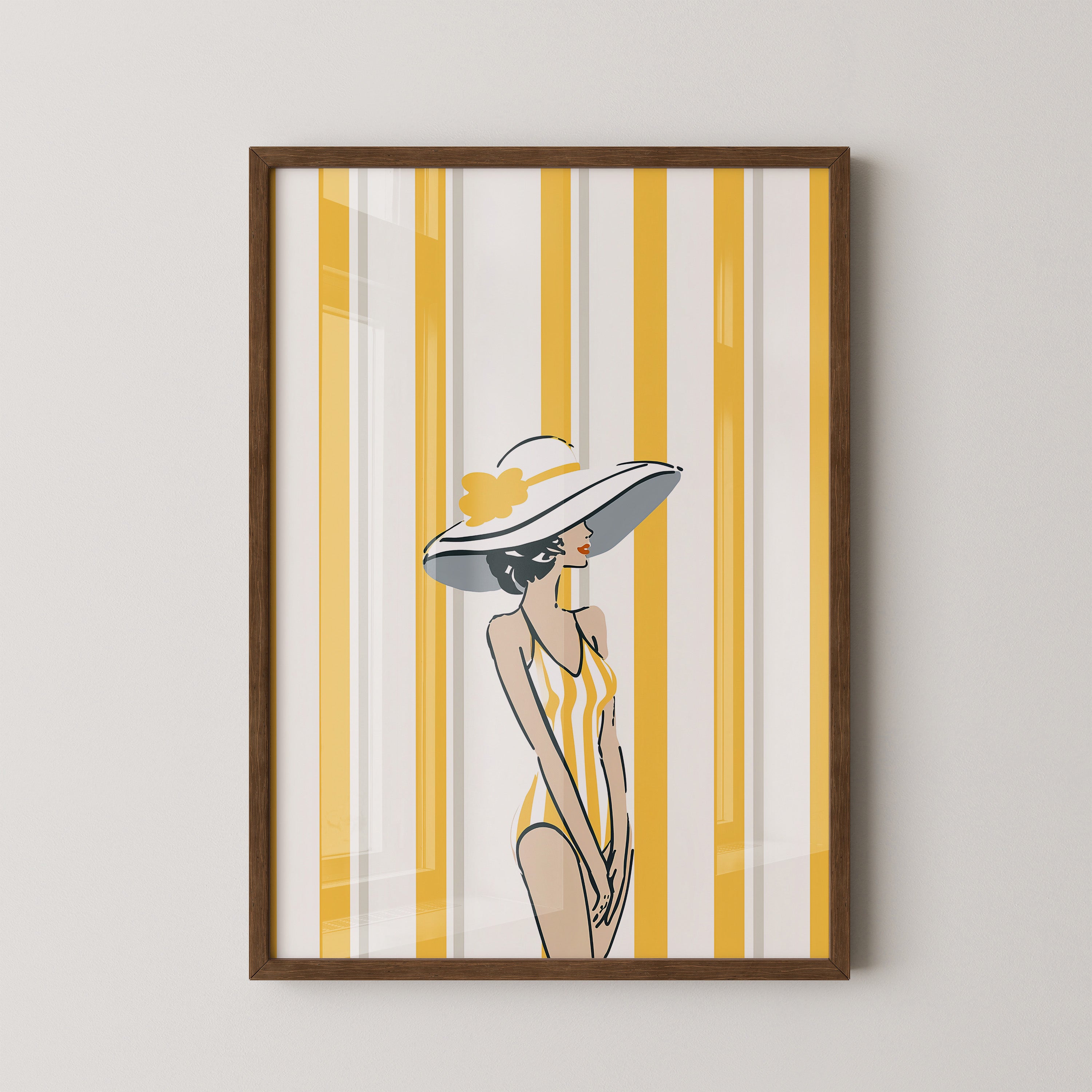 Streifen Frau Sommerhut Retro