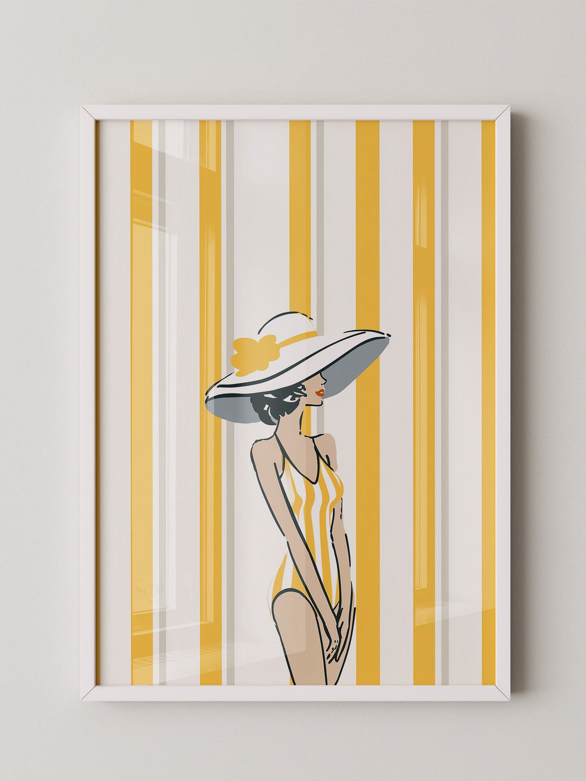 Streifen Frau Sommerhut Retro