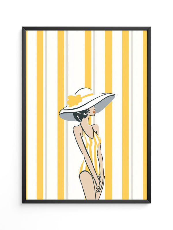 Streifen Frau Sommerhut Retro