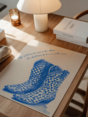Cowboystiefel Schachbrett Blau