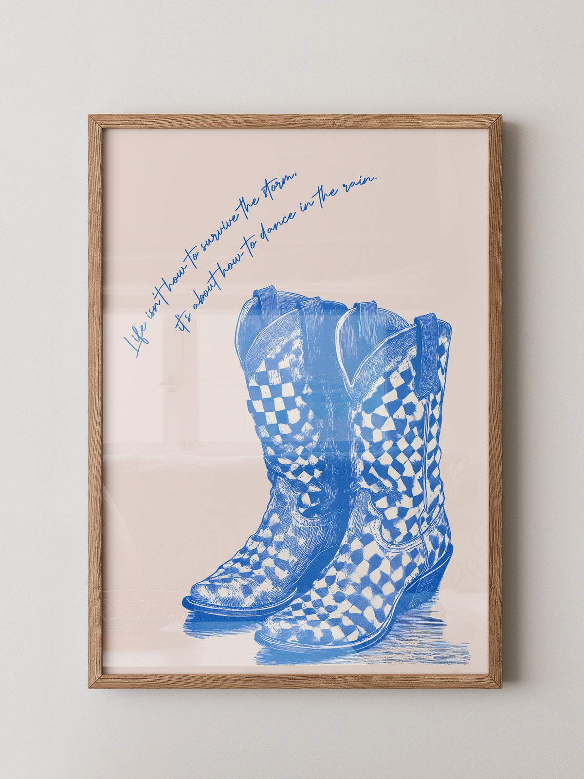 Cowboystiefel Schachbrett Blau