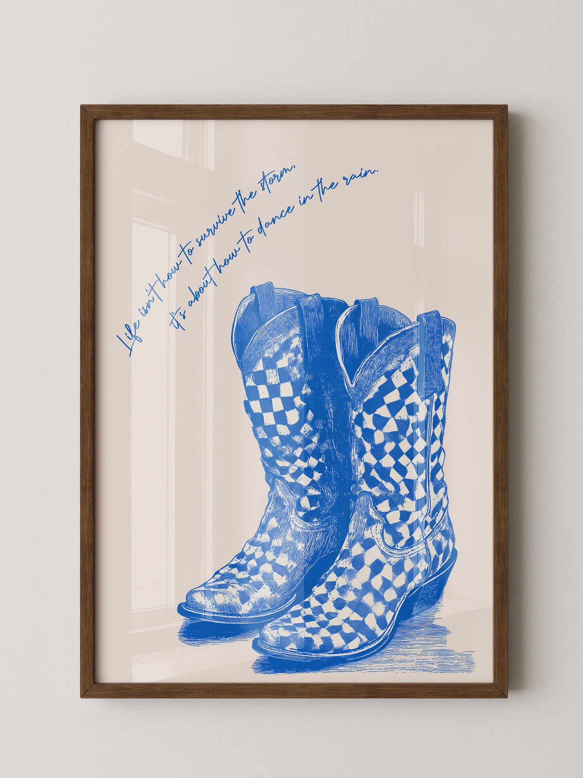 Cowboystiefel Schachbrett Blau