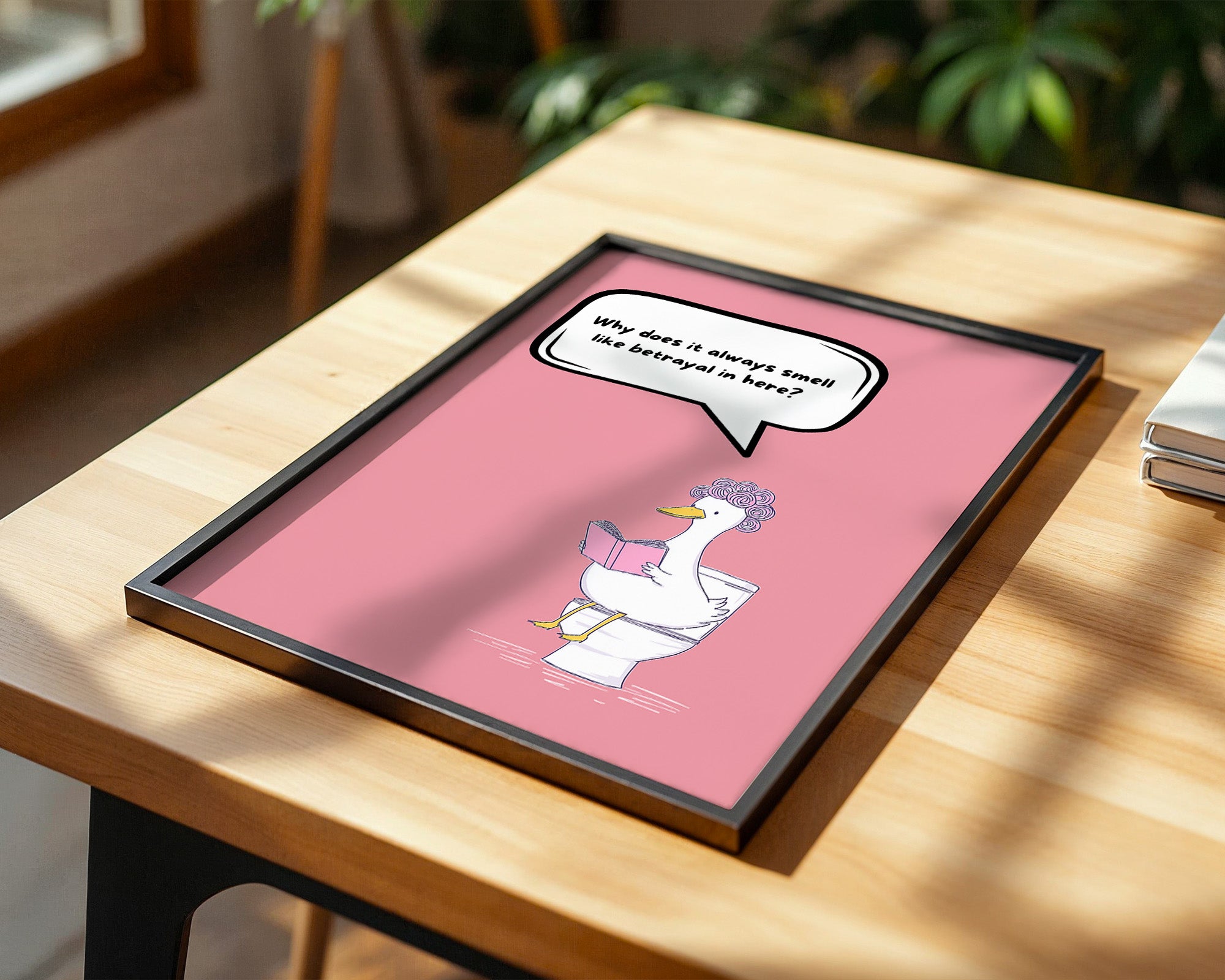 Ente Toilette Lesend Cartoon