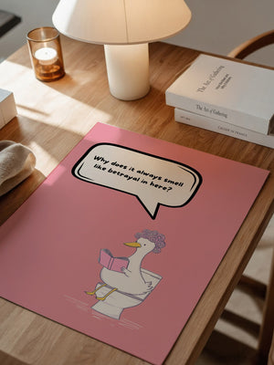 Ente Toilette Lesend Cartoon