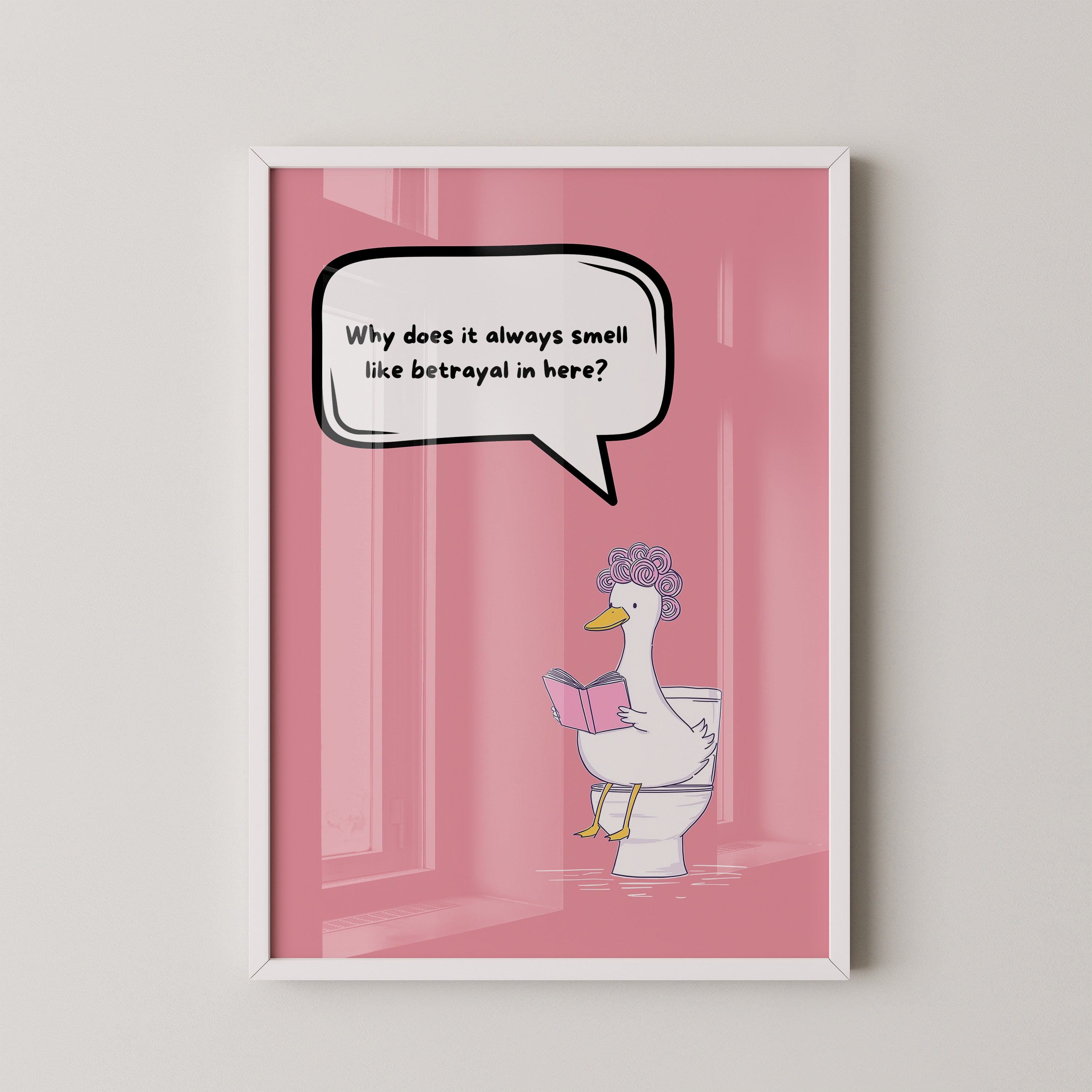 Ente Toilette Lesend Cartoon