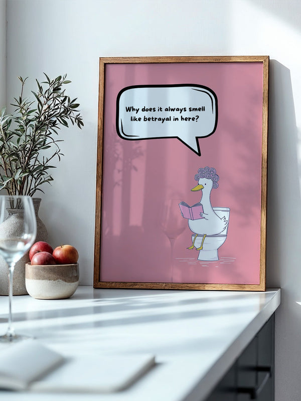 Ente Toilette Lesend Cartoon