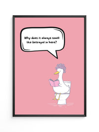Ente Toilette Lesend Cartoon