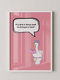 Ente Toilette Lesend Cartoon