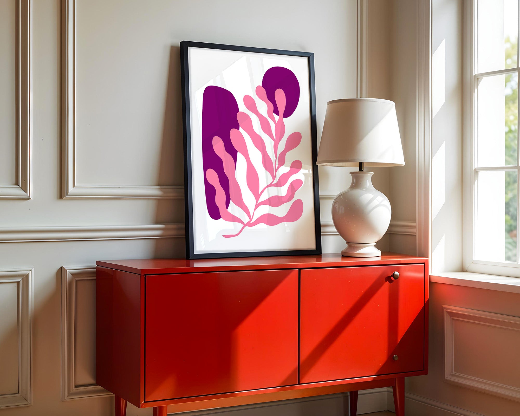 Abstrakte Blattform Rosa Lila