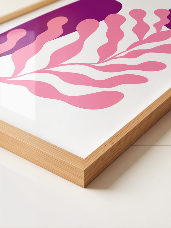 Abstrakte Blattform Rosa Lila