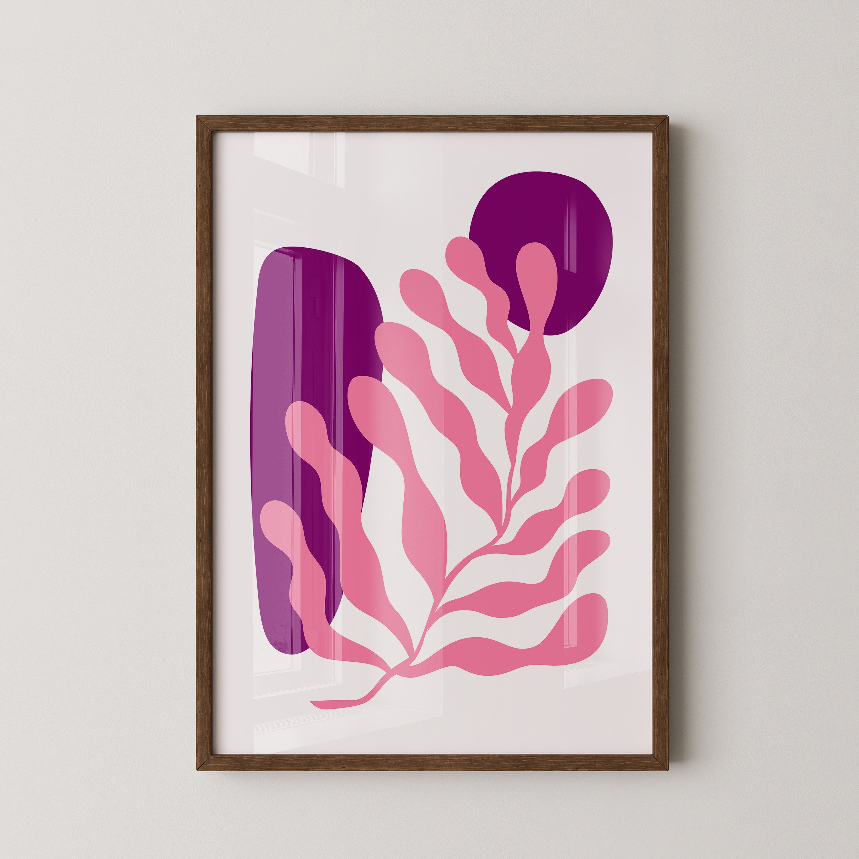 Abstrakte Blattform Rosa Lila