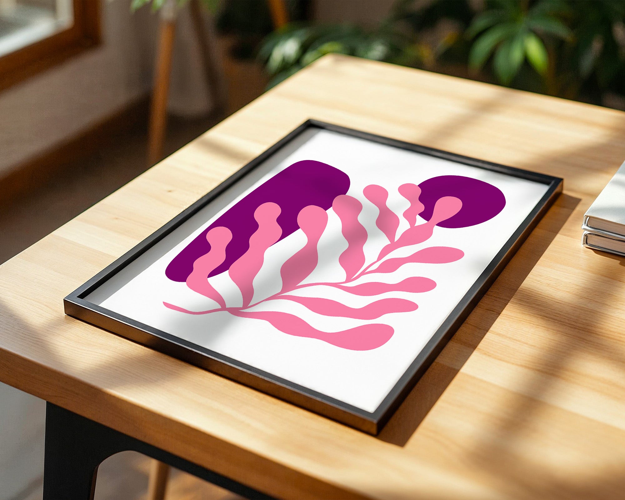 Abstrakte Blattform Rosa Lila