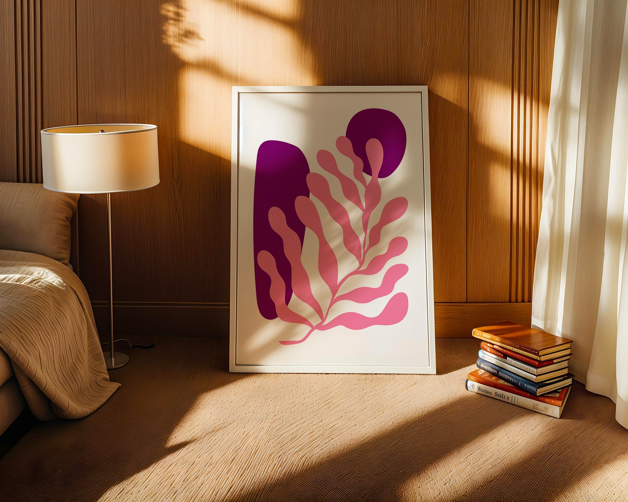 Abstrakte Blattform Rosa Lila