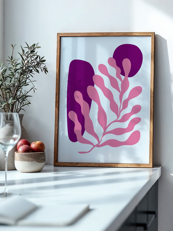 Abstrakte Blattform Rosa Lila